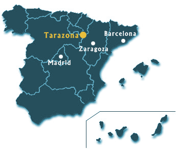 Mapa con la Ubicacin de Tarazona en Espaa