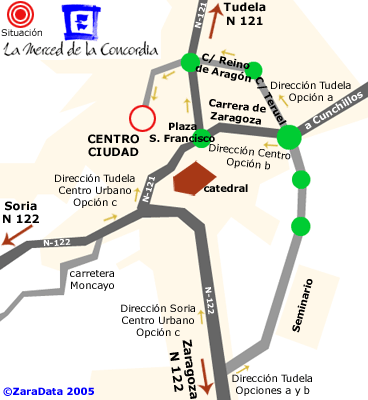 Mapa de Accesos por Carretera a Tarazona